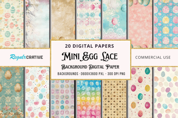 Download Mini Egg Lace Digital Papers Bundle - Premium Resources