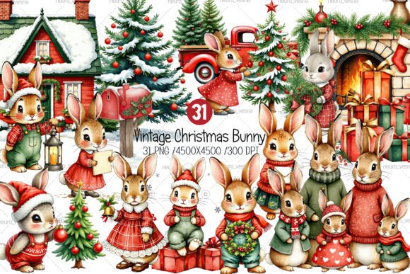 Download Vintage Christmas Bunny - Premium Bundle